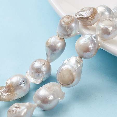 ARRICRAFT Natural Baroque Pearl Keshi Pearl Beads Strands, Cultured Freshwater Pearl, Nuggets, Creamy White, 13~22x13~27x13·16mm, Hole: 0.5mm, about 20pcs/strand, 15.3 inches