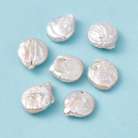 Honeyhandy Baroque Natural Keshi Pearl Beads, Teardrop, Seashell Color, 17~22x16~18x5~6.5mm, Hole: 0.9mm