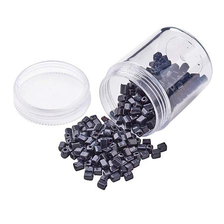 NBEADS 1 Box of 400PCS Glass Cube Beads Loose Seed Beads 3mm for Bracelet Necklace Jewelry Making DIY Craft Decoration(Black)
