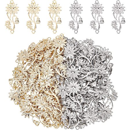 DICOSMETIC 60Pcs Stainless Steel Sunflower Charms Pendant Antique Golden Jewelry Making Supplies Kit Craft Accessories for DIY Personalized Jewelry Making Findings Hole: 2mm