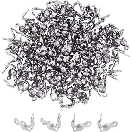 UNICRAFTALE About 200pcs Bead Tips 304 Stainless Steel Calotte Ends 1.5mm Hole Clamshell Knot Cover for DIY Jewelry Making