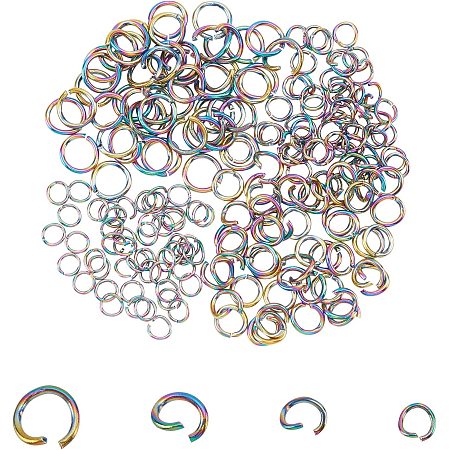 UNICRAFTALE About 200pcs 4 Sizes Open Jumps Rings Rainbow Color Connector Rings 2.5-4.4mm Inner Diameter Stainless Steel Metal Jump Ring Jewelry Connectors for DIY Jewelry Making
