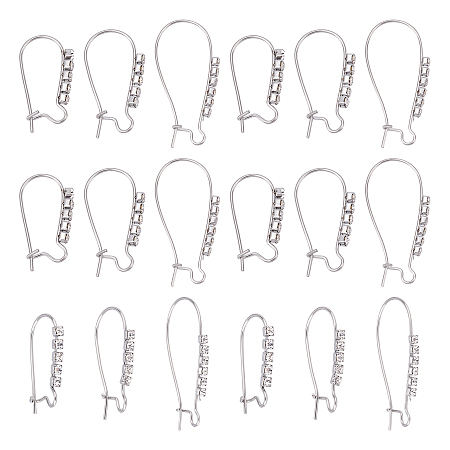 UNICRAFTALE 18pcs Stainless Steel Kidney Ear Wires Hypoallergenic Hoop Earrings Fish Hooks with Clear Cubic Zirconia 3 Sizes Dangle Earring Hook for Jewelry Making 20~33mm