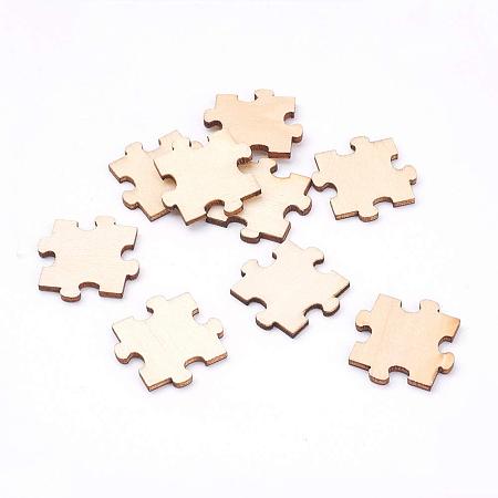 ARRICRAFT 200 pcs Puzzle Theme Wooden Beads Wood Cabochons Charms for Jewelry DIY Craft Making, Blanched Almond