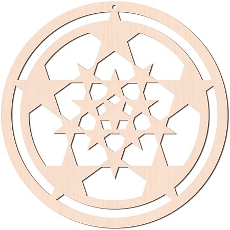 GLOBLELAND 12 Inch Wooden Star Sacred Geometry Wall Art Laser Cut Wooden Wall Sculpture for Wall Hanging Decor Art Home Decoration