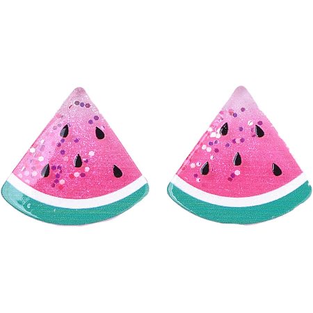 Pandahall Elite 20pcs Watermelon Resin Cabochons with Glitter Powder Fruit Slime Charms Flat Back Embellishments for DIY Phone Case Decoration Scrapbooking DIY Crafts