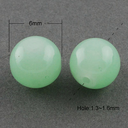 Honeyhandy Imitation Jade Glass Beads Strands, Spray Painted, Round, Aquamarine, 6mm, Hole: 1.3~1.6mm, about 133pcs/strand, 31.4 inch