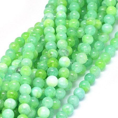 ARRICRAFT Natural Dyed Jade Beads Strands, Round, Lime, 8mm, Hole: 1mm; about 46~48pcs/strand, 14.7~15.2 inches(37.4~38.5cm)