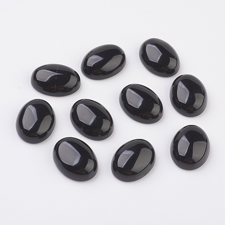 Honeyhandy Natural Obsidian Flat Back Cabochons, Oval, 18x13mm