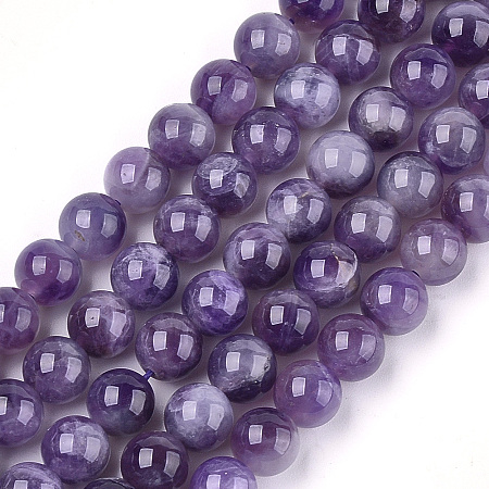 Natural Amethyst Beads Strands, Round, 8mm, Hole: 1mm; about 45~48pcs/strand, 15.3 inches