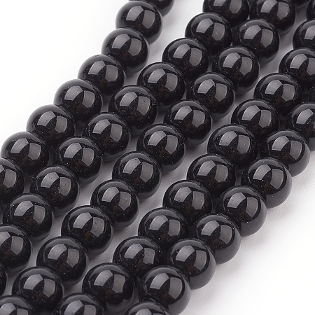 Honeyhandy Black Glass Pearl Round Loose Beads For Jewelry Necklace Craft Making, 6mm, Hole: 1mm, about 140pcs/strand