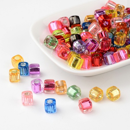 Honeyhandy Mixed Cube Acrylic Beads, about 8mm wide, 7.5mm long, Hole: 4mm