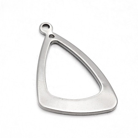 Honeyhandy Triangle Ring 304 Stainless Steel Pendants, Stainless Steel Color, 33x22x1.5mm, Hole: 2mm