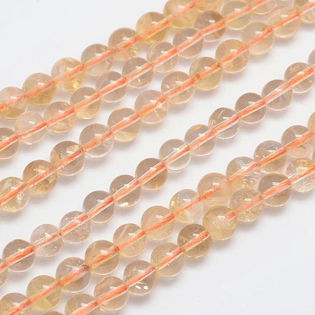 Arricraft Natural Citrine Round Bead Strands, 8mm, Hole: 1mm, about 50pcs/strand, 15.5 inches