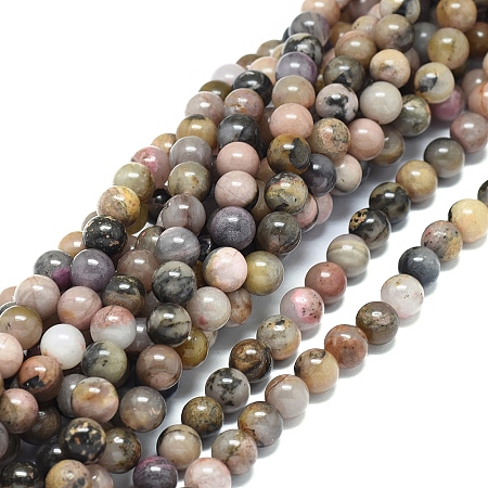 ARRICRAFT Natural Rhodonite Beads Strands, Round, 8mm, Hole: 1.2mm, about 47pcs/strand, 15.16 inches(38.5cm)