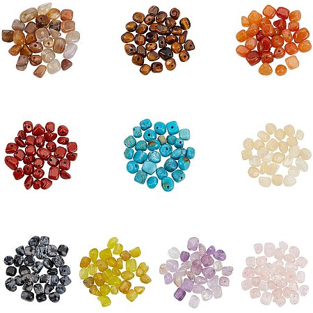 ARRICRAFT Natural & Synthetic Mixed Gemstone, No Hole/Undrilled, Chips, Mixed Dyed and Undyed, 3~5x3~5x3~8mm, Hole: 1mm, about 280~300pcs/box