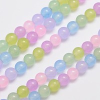 Honeyhandy Natural & Dyed Malaysia Jade Bead Strands, Round, Mixed Color, 6mm, Hole: 0.8mm, about 64pcs/strand, 15 inch