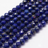Honeyhandy Natural Lapis Lazuli Beads Strands, Faceted, Round, 4mm, Hole: 1mm, about 86~100pcs/strand, 15.1~15.5 inch(38.5~39.5cm)
