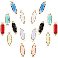 SUNNYCLUE 1 Box 8 Colors Glass Links Connectors Oval Crystal Birthstone Pendants Alloy Faceted Charm with Double Loop Jewellery Findings for Women Adults DIY Earring Necklace Bracelet Making