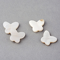 Honeyhandy Natural Sea Shell Beads, Butterfly, Creamy White, 11.5x14x2.5mm, Hole: 1.5mm