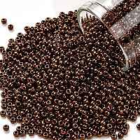 Honeyhandy TOHO Round Seed Beads, Japanese Seed Beads, (224) Olymp Inside Color Bronze, 11/0, 2.2mm, Hole: 0.8mm, about 1103pcs/10g