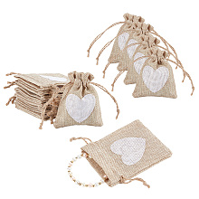 AHANDMAKER 20Pcs Small Burlap Bags Drawstring Heart Burlap Gift Bag Heart Burlap Bag Jewelry Pouches Burlap Bags for Wedding Favors Birthday Party Art and DIY Craft