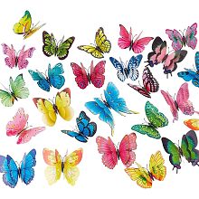 PVC Butterfly Display Ornaments, with Safety Pin, for Window Decoration, Mixed Color, 64~107x100x5.5mm