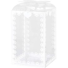 BENECREAT 24PCS 3.5x3.5x5.5 Inch Clear Wedding Favour Boxes with Bowknot Pattern Rectangle PVC Transparent Gift Boxes for Candy Chocolate Valentine Gift Wrapping