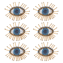 AHANDMAKER 6 Pcs Eye Beaded Patches for Clothes, Blue Evil Eye Sequined Patch Sew on Rhinestone Beaded Applique for Clothes Jackets Jeans Bags