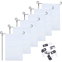 GLOBLELAND 6 Pack Double Sided White Blank Garden Flag for Indoor Outdoor Garden Yard Lawn Decoration, 11.6 x 17.6 inch