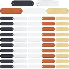 PandaHall Elite Blank Leather PU Tags, 100pcs 5 Colors 1.7 x 0.4 Inch Oval Label Leather Handmade Tags Embossed Clothing Tags with Hole for DIY Sewing Crochet Knit Jeans Bags Shoes Hat