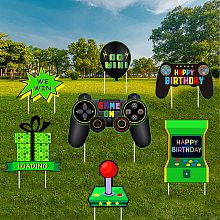 FINGERINSPIRE 7Pack Happy Birthday Yard Signs Game Themed Party Supplies Game Controller Birthday Colorful Yard Signs Birthday Party Props Signs Garden Lawn Yard Decorations