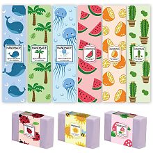 PandaHall Elite 90PCS Plant Wrap Label Tape, 9 Styles Soap Packaging Paper Animal Soap Wrappers Vertical Soap Paper Tag Soap Sleeves Covers for Handmade Soap Lotion Bars Bath Gift Wrapping, 8.2x1.9inch