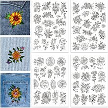 GLOBLELAND 4 Sheets Sunflowers Pattern Water Soluble Embroidery Hand Sewing Stabilizers for Fabric Stitch Practice Embroidery Stickers Wash Away Stabilizers for Embroidery Beginners Lovers