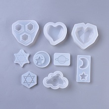 Honeyhandy Silicone Molds, Resin Casting Molds, For UV Resin, Epoxy Resin Jewelry Making, Mixed Shapes, White, 9pcs/set