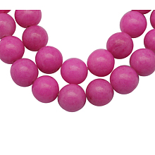 Honeyhandy Natural Mashan Jade Beads Strands, Dyed, Round, Magenta, 8mm, Hole: 1.2mm, about 51pcs/strand, 16 inch