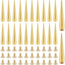 OLYCRAFT 30 Sets Bullet Spike Cone Studs Alloy Cone Spikes Screwback Studs Golden Rock Style Bullet Rivets for DIY Leather Crafts and Clothing Jewelry Trims Craft Decoration - 1.5x0.2 Inch