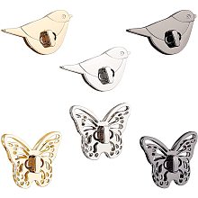 PandaHall Elite 6 Styles Purse Turn Lock 3 Colors Bag Turn Buckles Metal Purse Twist Lock Butterfly Bird Purse Clasp Closure for Leathercraft Accessory DIY Shoulder Bag Handbag Making, 6 Sets