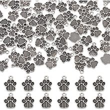 SUNNYCLUE 1 Box 100Pcs Dog Paw Charms Paw Print Charms Bulk Vintage Style Antique Silver Puppy Footprint Charm Animal Pet Metal Cat Paw Charms for Jewelry Making Charm DIY Necklace Earrings Supplies