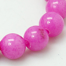 Honeyhandy Natural Mashan Jade Round Beads Strands, Dyed, Magenta, 12mm, Hole: 1mm, about 34pcs/strand, 15.7 inch