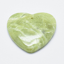 Honeyhandy Natural Peridot Pendants, Heart, 38.5x39x6.5mm, Hole: 1.5mm