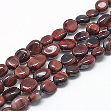 Honeyhandy Natural Red Tiger Eye Beads Strands, Oval, 8~15x7~12x4~12mm, Hole: 1mm, about 30~45pcs/strand, 15.7