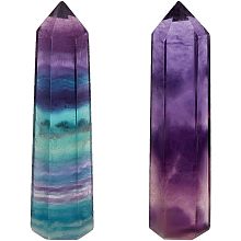 BENECREAT 2 Pcs Fluorite Healing Crystals Stones, 2" Hexagonal Prism Healing Crystal Wand for Home Office Healing Meditation Reiki Chakra Therapy