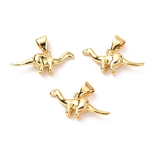 Honeyhandy Brass Charms, Long-Lasting Plated, Dinosaur, Real 18K Gold Plated, 9x20.5x4.5mm, Hole: 3mm, Jump Ring: 5x0.8mm