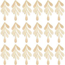 SUNNYCLUE 1 Box 20Pcs Leaf Charms Real 18K Gold Plated Brass Charms Leaves Charm Forest Plants Large Long Charm Thin Golden Metal Pieces for Jewelry Making Charms DIY Earrings Supplies Spring Gift