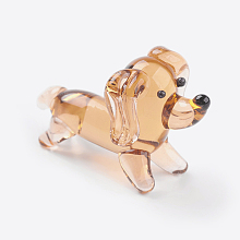 Honeyhandy Handmade Lampwork Puppy Home Display Decorations, 3D Beagle Dog, PeachPuff, 20~23x13~14x13~15mm