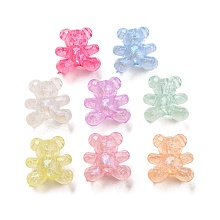 Honeyhandy Luminous Acrylic Beads, Glitter Pendants, Glow in the Dark, Bear, Mixed Color, 18.5x17x12mm, Hole: 2.2mm, about 306pcs/500g