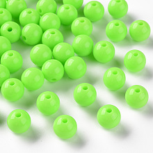 Honeyhandy Opaque Acrylic Beads, Round, Lime, 10x9mm, Hole: 2mm, about 940pcs/500g