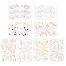 GORGECRAFT 8 Sheets Temporary Tattoo 8 Styles Glitter Gold Freckle Tattoos 3D Body Art Stickers Tattoo Butterflies Wings Moons Meteors Temporary Tattoos Stickers for Party Festival Makeup Accessories