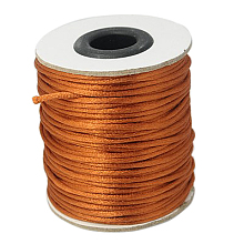 Honeyhandy Nylon Cord, Satin Rattail Cord, for Beading Jewelry Making, Chinese Knotting, Chocolate, 2mm, about 50yards/roll(150 feet/roll)